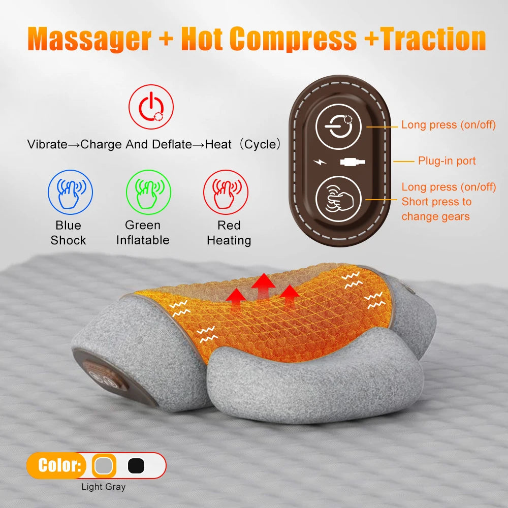 ThermaNeck: Electric Neck Massager Cervical Pillow Hot Compress Vibration Massage Neck Traction Relax Pillow Spine Support Massager Pillow