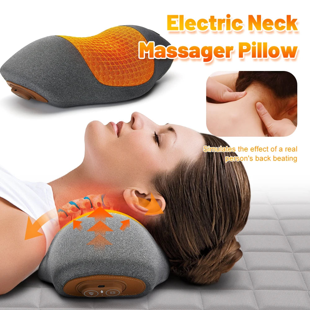 ThermaNeck: Electric Neck Massager Cervical Pillow Hot Compress Vibration Massage Neck Traction Relax Pillow Spine Support Massager Pillow