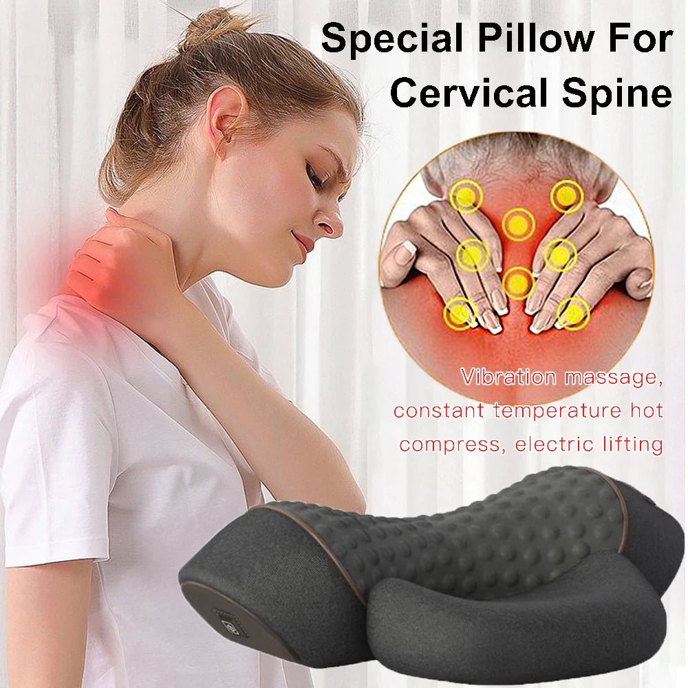 ThermaNeck: Electric Neck Massager Cervical Pillow Hot Compress Vibration Massage Neck Traction Relax Pillow Spine Support Massager Pillow