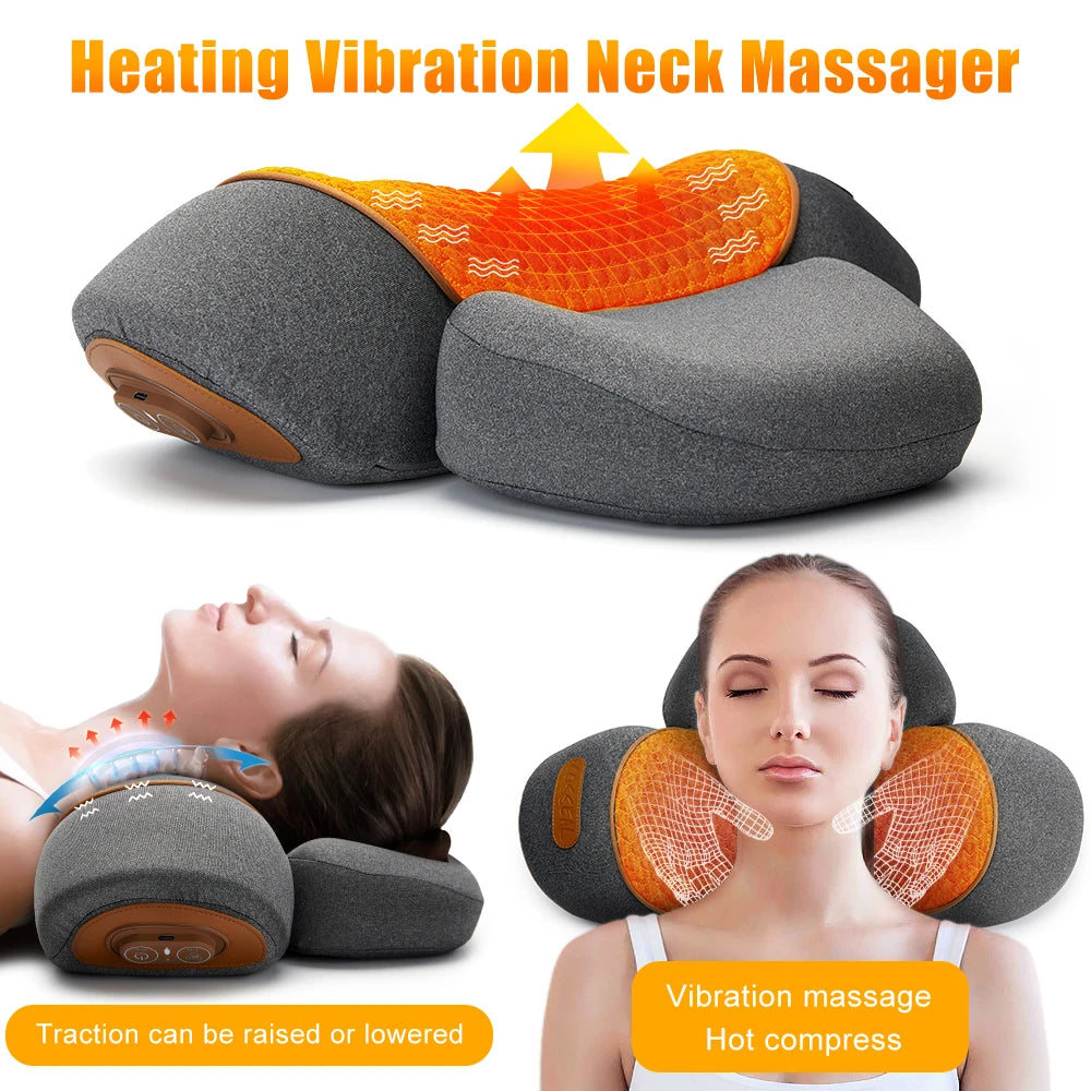 ThermaNeck: Electric Neck Massager Cervical Pillow Hot Compress Vibration Massage Neck Traction Relax Pillow Spine Support Massager Pillow