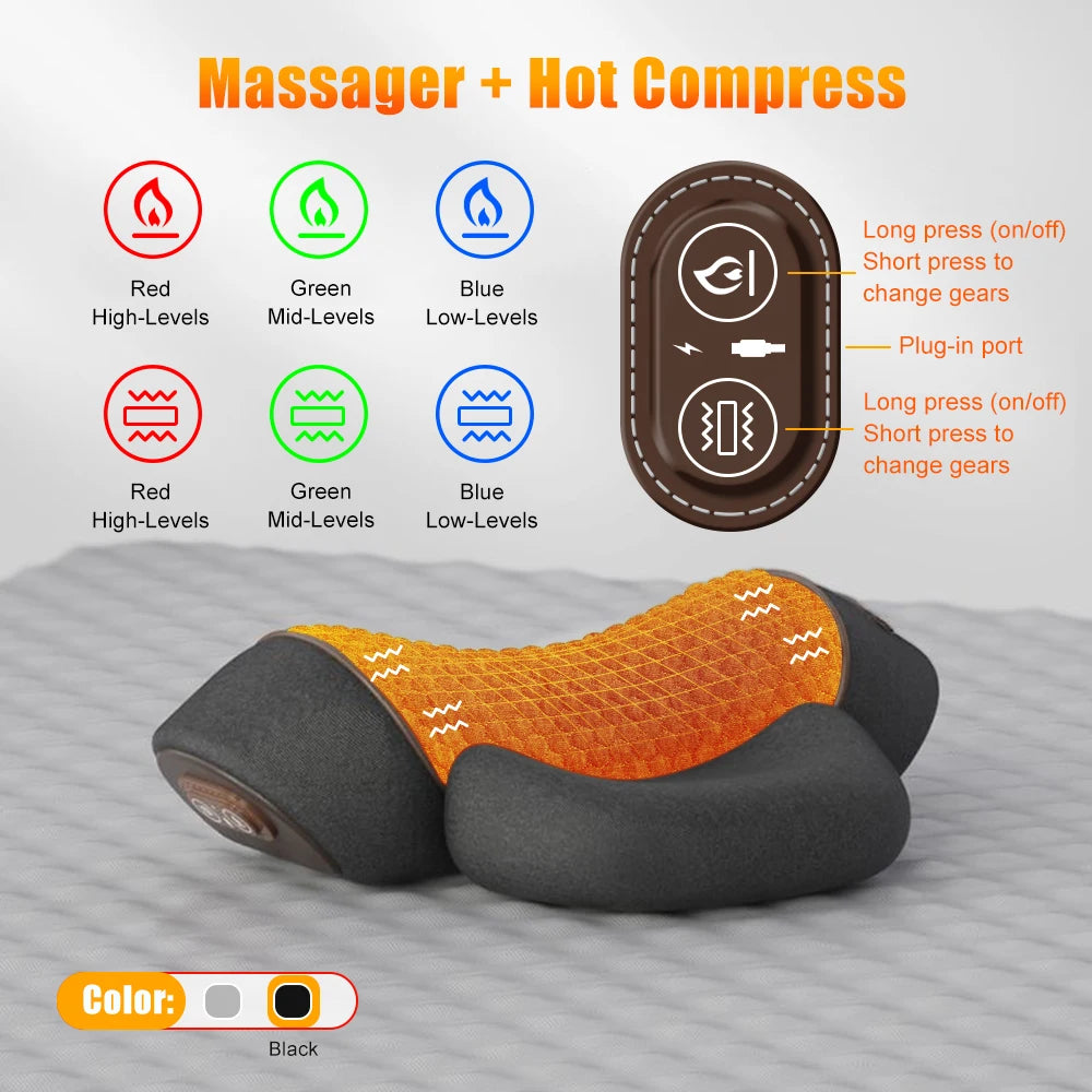 ThermaNeck: Electric Neck Massager Cervical Pillow Hot Compress Vibration Massage Neck Traction Relax Pillow Spine Support Massager Pillow