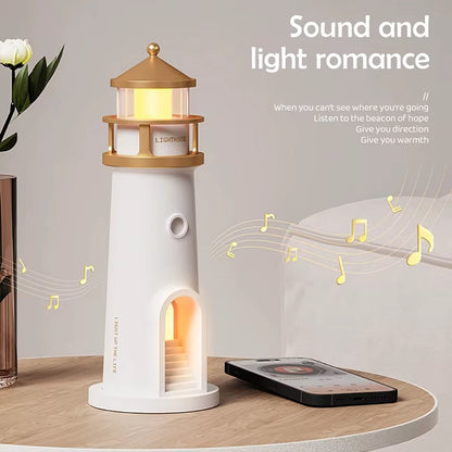 Moon Projection Night Lights Remote Control Lighthouse Ambient Light Bluetooth Music Motion Sensor Creative Desktop Decor Gifts